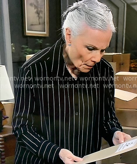 Tracy's black pinstriped shirt on General Hospital