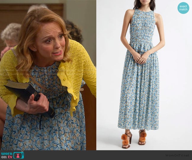 Ulla Johnson Adeline Floral Silk Maxi Dress worn by Mary (Jayma Mays) on Leanne