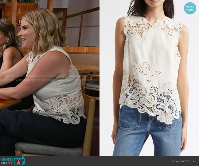 Ulla Johnson Marlis Lace Trim Linen Top worn by Jenna Bush Hager on Today