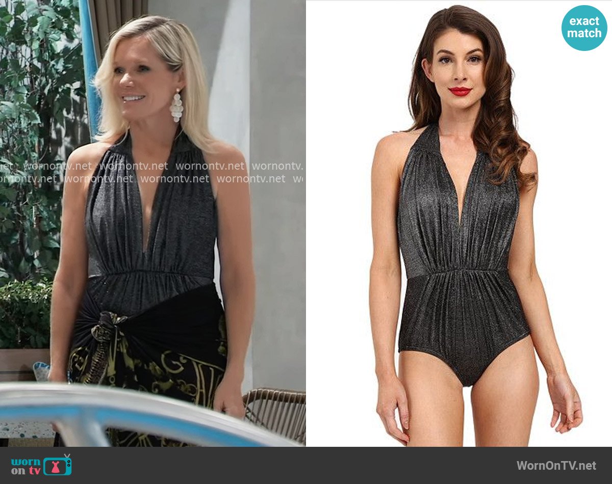 Unique Vintage Derek One Piece Swimsuit worn by Ava Jerome (Maura West) on General Hospital