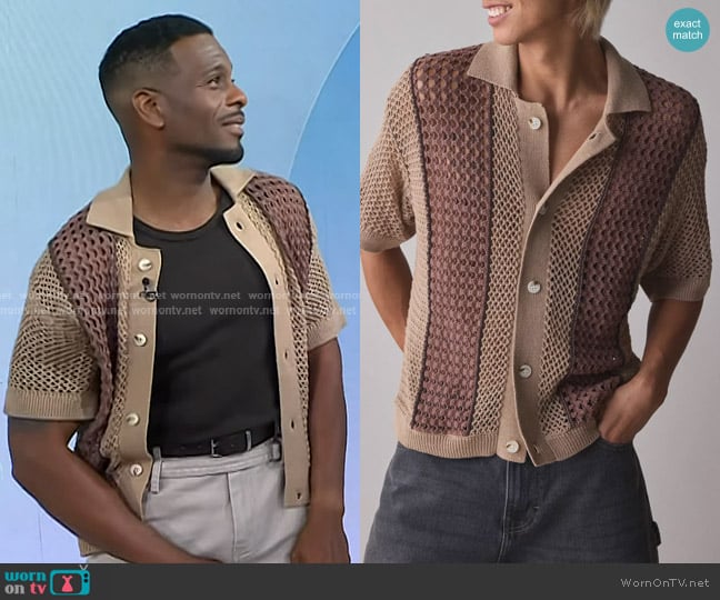 Urban Outfitters Norwich Paneled Short Sleeve Polo Sweater worn by Kel Mitchell on Today