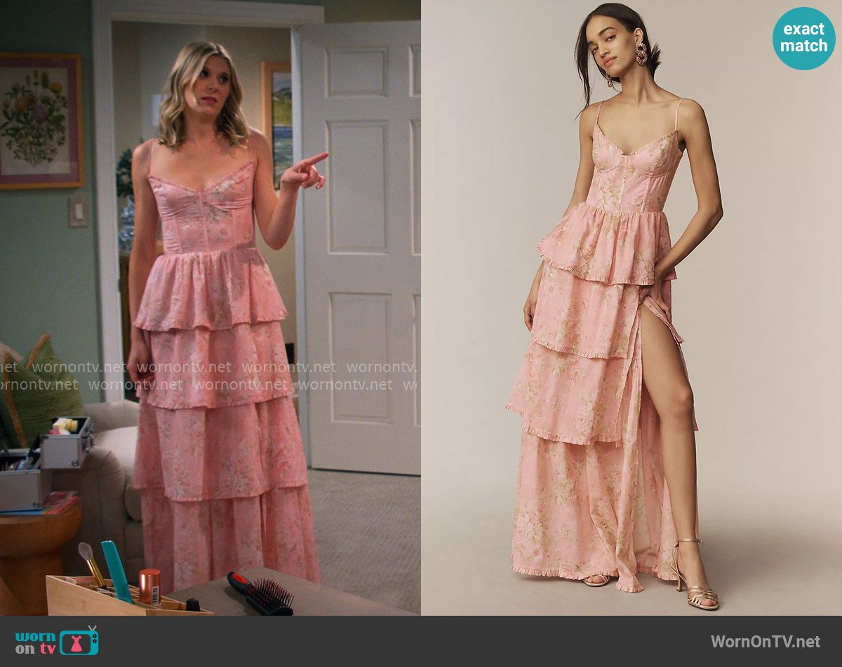 V Chapman Caterina Corset Ruffle Dress worn by Josie Murphy (Hannah Pilkes) on Leanne