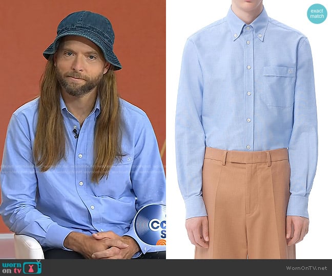 Valentino Garavani Vlogo Embroidered Cotton Shirt in Sky Blue worn by James Valentine on Today