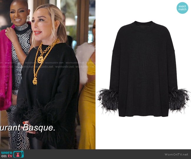 Valentino Garavani Wool Sweater with Feathers worn by Marysol Patton (Marysol Patton) on The Real Housewives of Miami