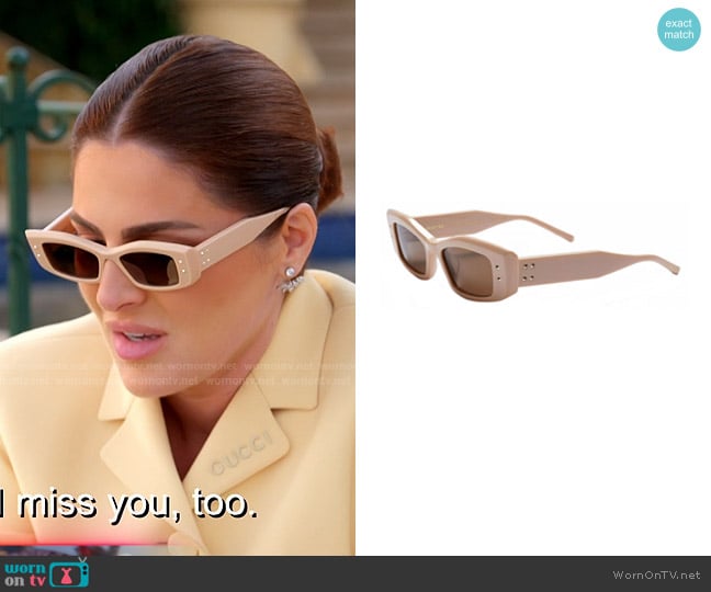 Valentino V-Rectangular Acetate Frame Sunglasses worn by Stephanie Shojaee (Stephanie Shojaee) on The Real Housewives of Miami