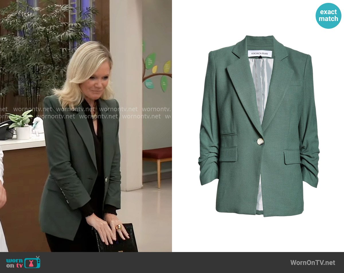 Veronica Beard Battista Blazer in Forest worn by Ava Jerome (Maura West) on General Hospital
