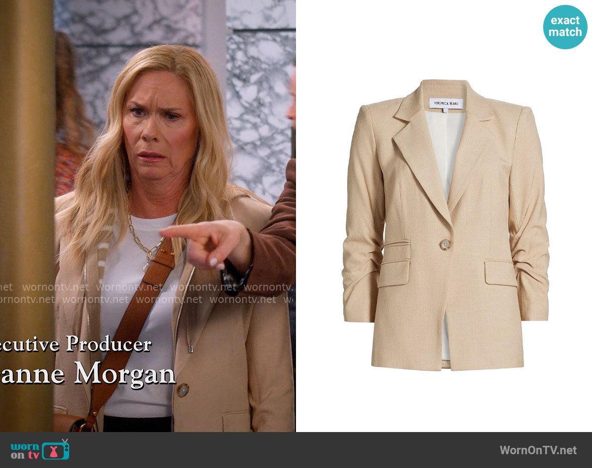 Veronica Beard Battista Blazer in Stone Khaki worn by Leanne Murphy (Leanne Morgan) on Leanne