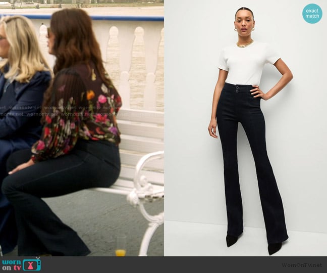 Veronica Beard Beverly Seamed Skinny-Flare Jean worn by Emily Simpson on The Real Housewives of Orange County