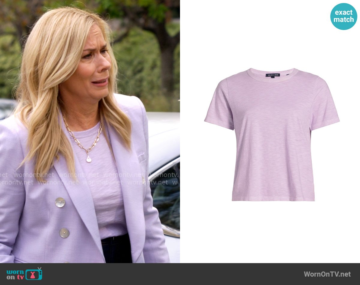 Veronica Beard Carla Tee in Soft Lilac worn by Leanne Murphy (Leanne Morgan) on Leanne