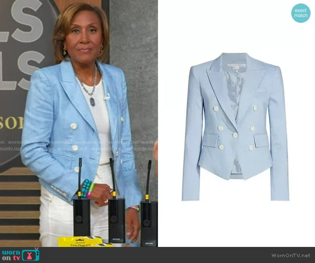 Veronica Beard Diego Jacket in Lake Blue worn by Robin Roberts on Good Morning America