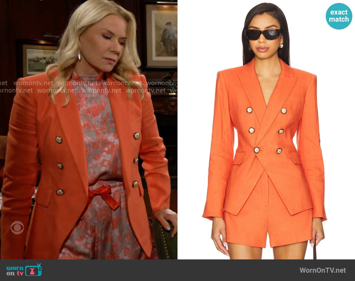 Veronica Beard Miller Jacket in Persimmon worn by Brooke Logan (Katherine Kelly Lang) on The Bold and the Beautiful