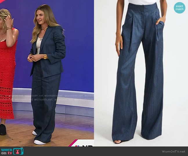 Erin Andrews’s navy pinstripe pants on Today