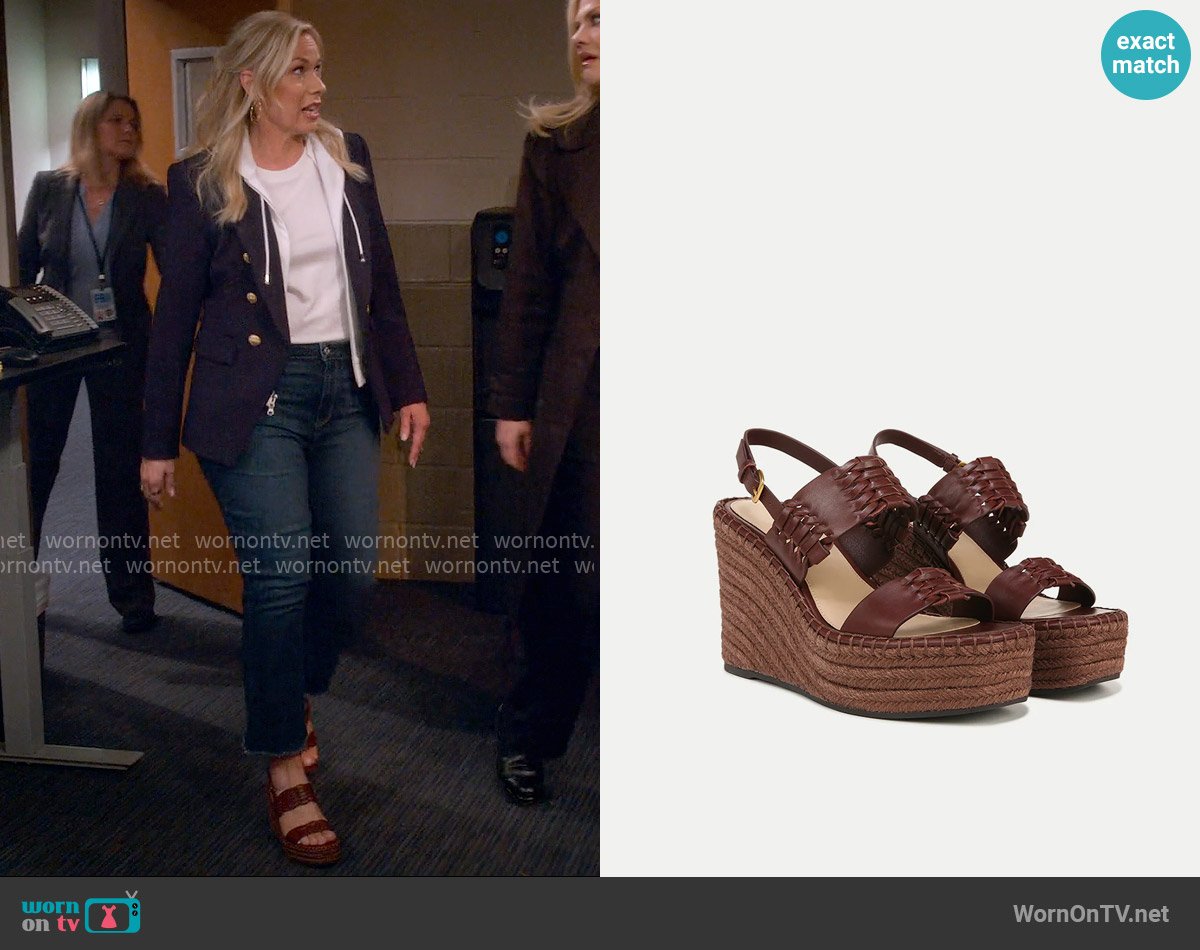 Veronica Beard Riya Slingback Espadrille Platform Wedge Sandal in Cedar worn by Leanne Murphy (Leanne Morgan) on Leanne
