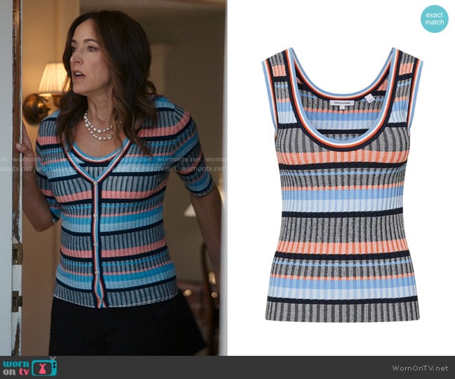 Veronica Beard Sandra Stripe Rib Sweater Tank worn by Joe  on My Life with the Walter Boys