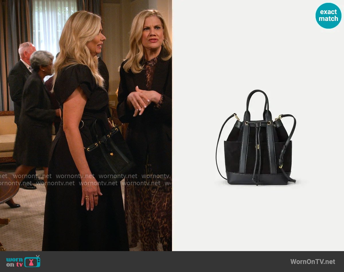 Veronica Beard Suede Goody Bag worn by Leanne Murphy (Leanne Morgan) on Leanne