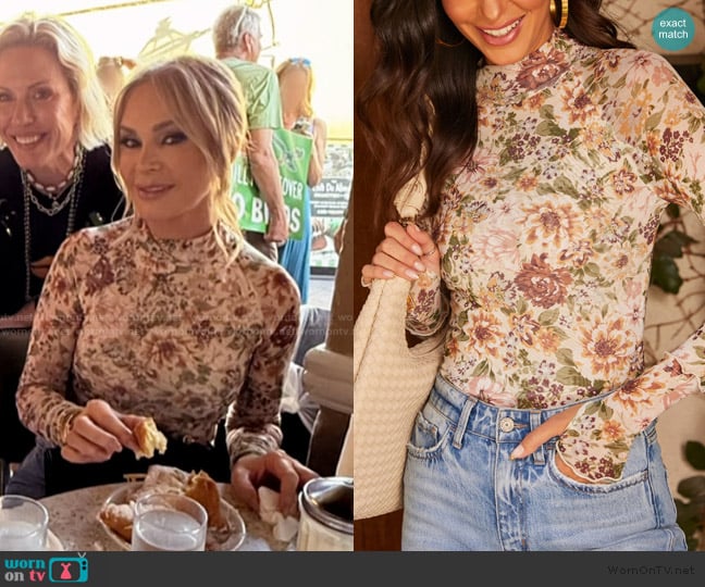 Tamra’s floral print mesh top on RHOC