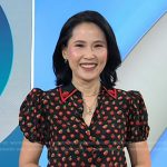 Vicky’s black fruit print puff sleeve top on Today