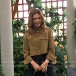 Victoria’s olive green cropped button down shirt on The Young and the Restless