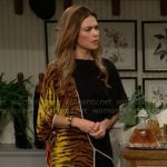 Victoria’s tiger print panel dress on The Young and the Restless