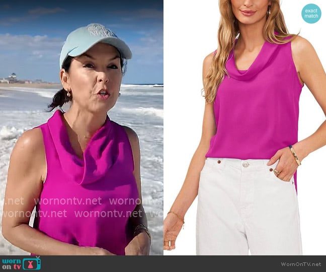 Vince Camuto Sleeveless Cowl Neck Top worn by Meg Oliver on CBS Mornings