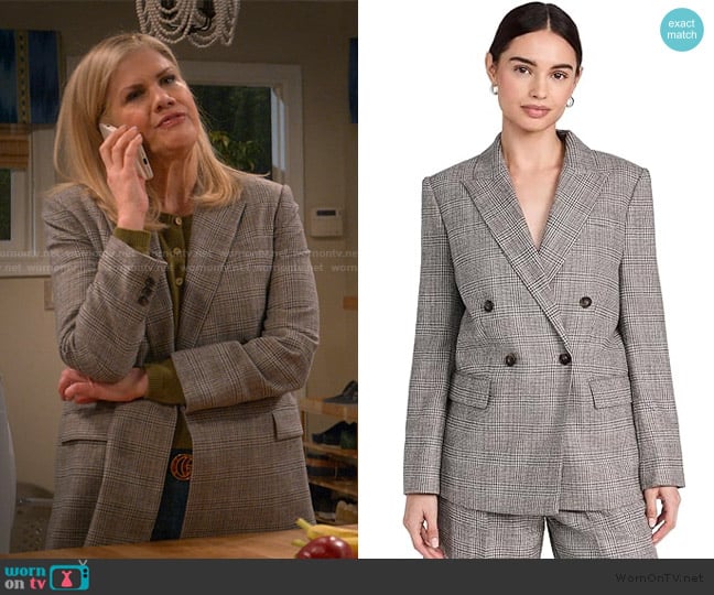Vince Plaid Double Breasted Blazer worn by Carol (Kristen Johnston) on Leanne