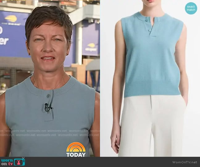 Vince Wool-Blend Henley Shel in sky steel worn by Stephanie Gosk on Today