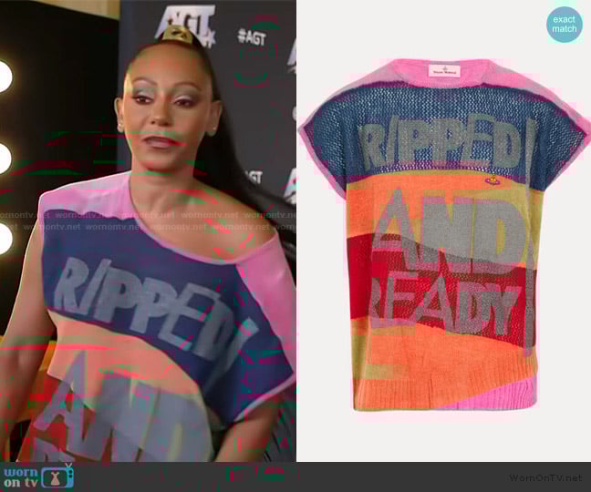 Vivienne Westwood Distressed Vest worn by Mel B on Access Hollywood