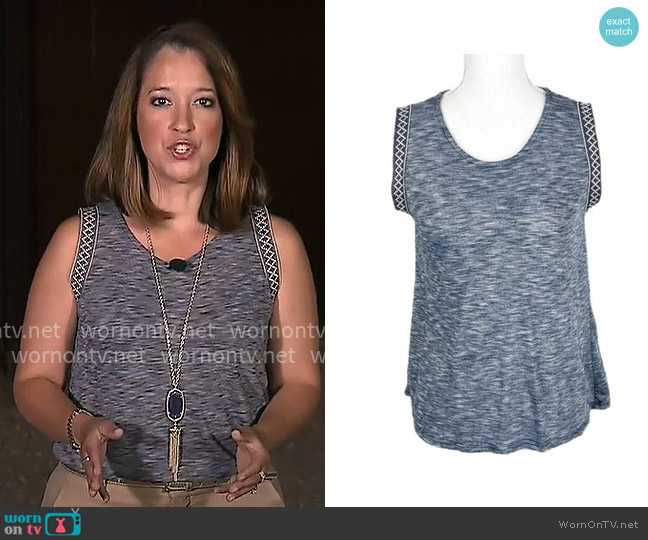 W5 Chambray Print Aztec Trim Top worn by Mireya Villarreal on CBS Mornings