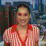 Morgan’s red wavy stripe knit polo dress on NBC News Daily