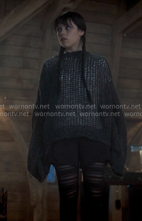 Wednesday's charcoal grey knit sweater on Wednesday