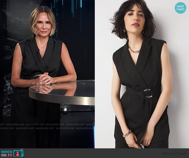 White House Black Market Belted Blazer Vest worn by Keltie Knight on E! News