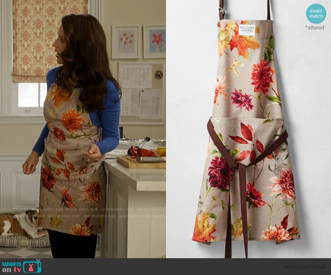 Williams Sonoma Harvest Bloom Apron worn by Charlotte York (Kristin Davis) on And Just Like That