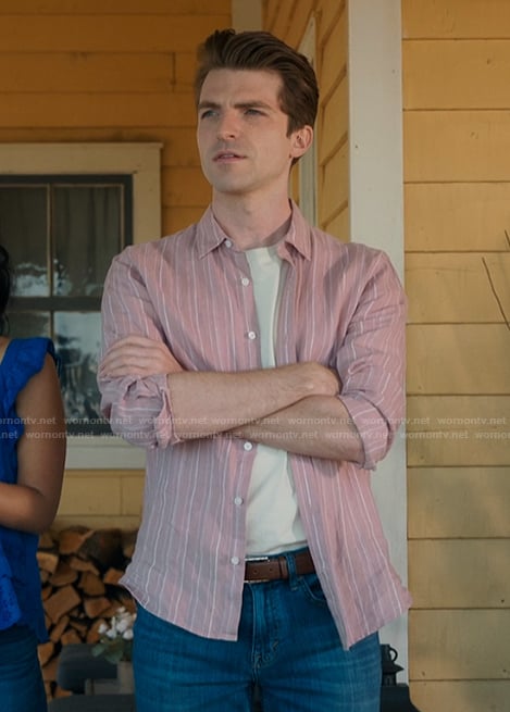 Will's pink striped shirt on My Life with the Walter Boys