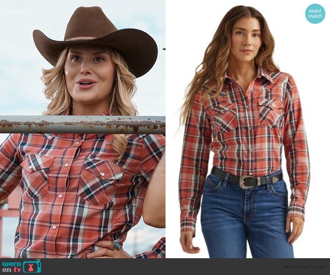 Wrangler Red Plaid Western Shirt worn by B.Hartford (Natalie Sharp) on My Life with the Walter Boys