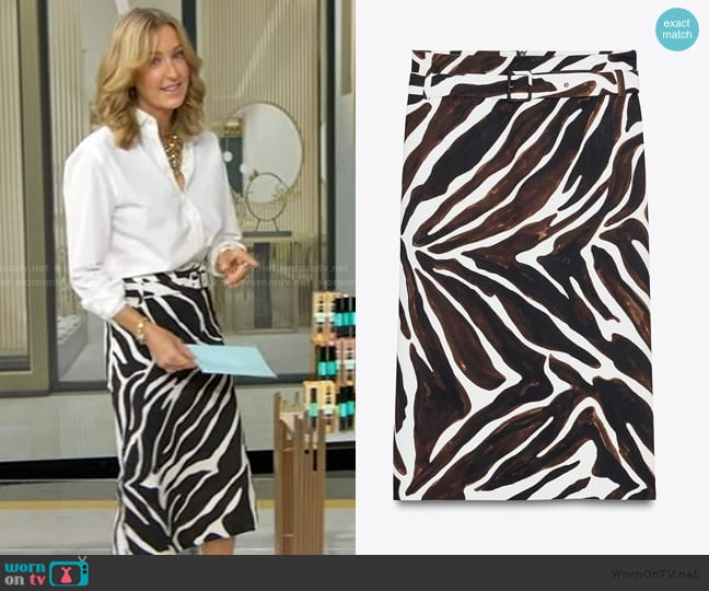 Zara Animal Print Pencil Skirt worn by Lara Spencer on Good Morning America