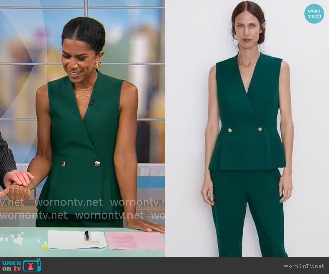 Zara Double Breasted Vest worn by Adriana Diaz on CBS Mornings