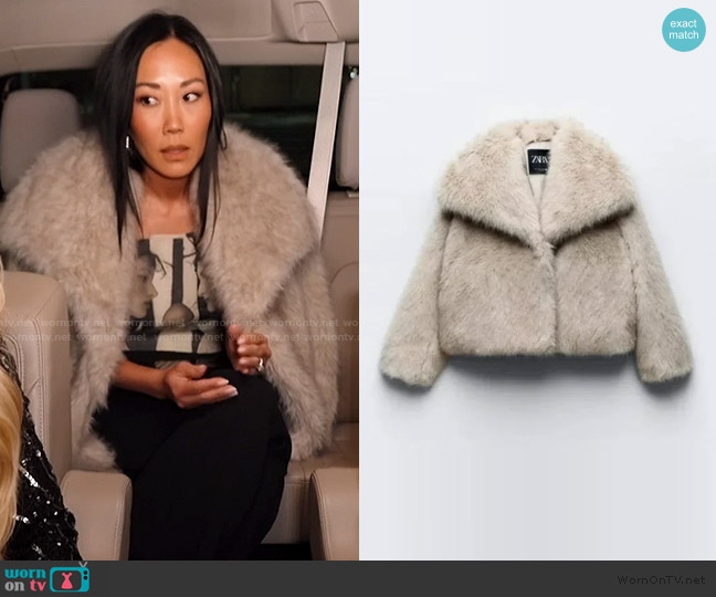 Zara Faux Fur Jacket worn by Katie Ginella on The Real Housewives of Orange County