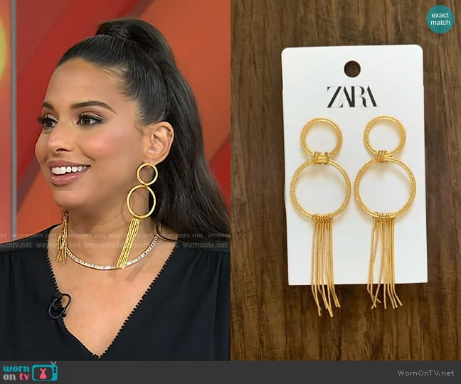 Zara Hoop and Chain Earrings worn by Nessa Diab on Today