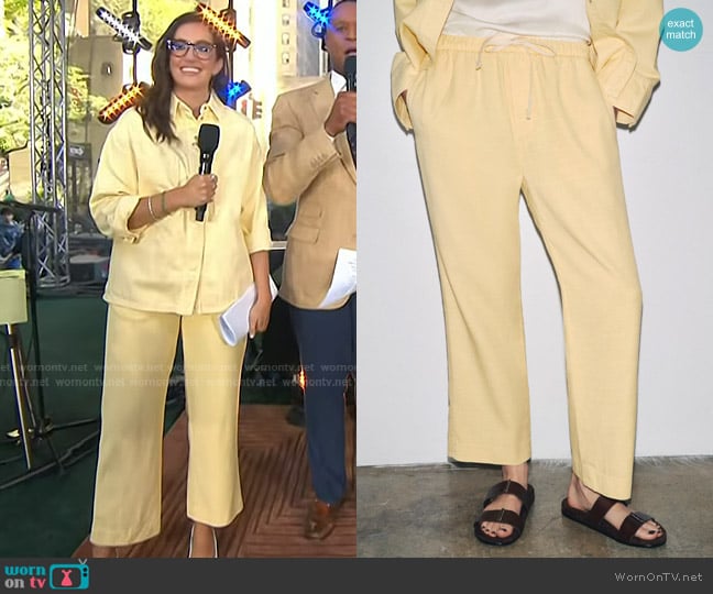 Zara Jogger Pants in Light Yellow worn by Savannah Sellers on Today