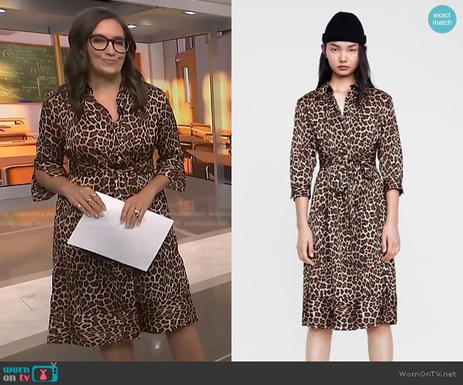 Zara Leopard Print Tie Midi Dress worn by Savannah Sellers on NBC News Daily