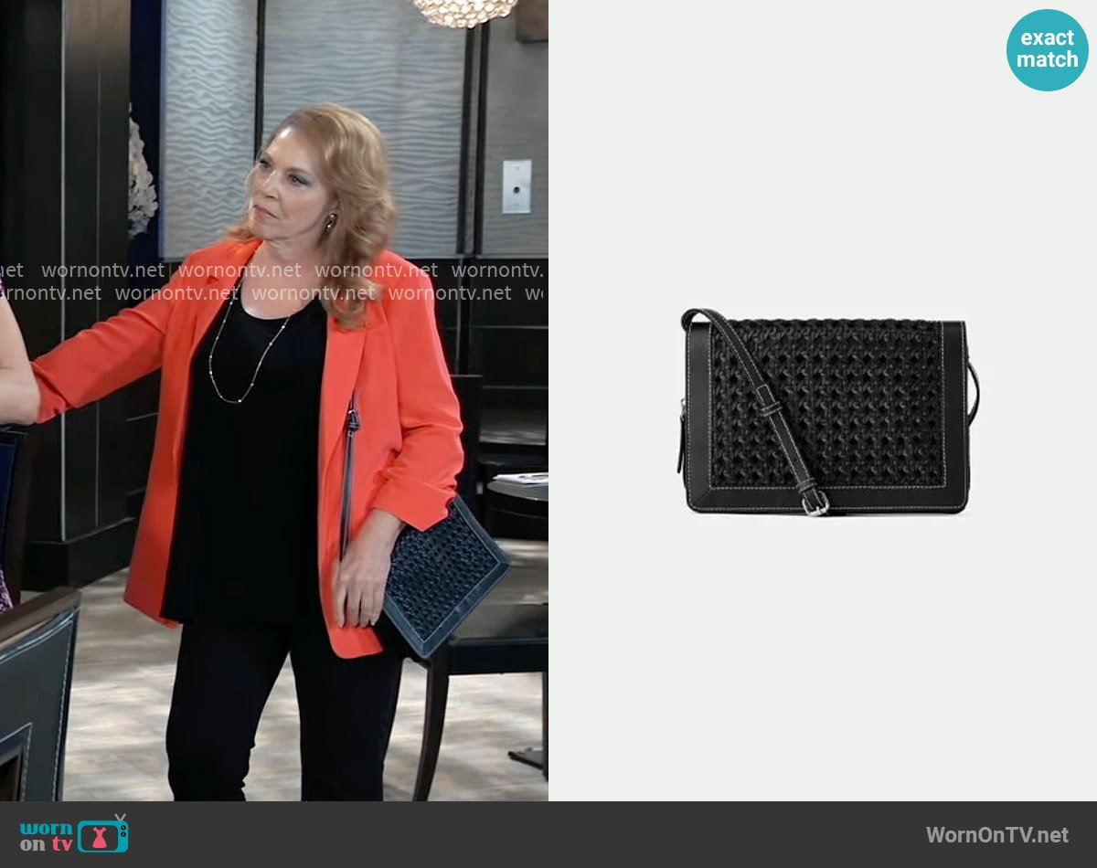 Zara Plaited Leather Cross Body Shoulder Bag worn by Liesl Obrecht (Kathleen Gati) on General Hospital