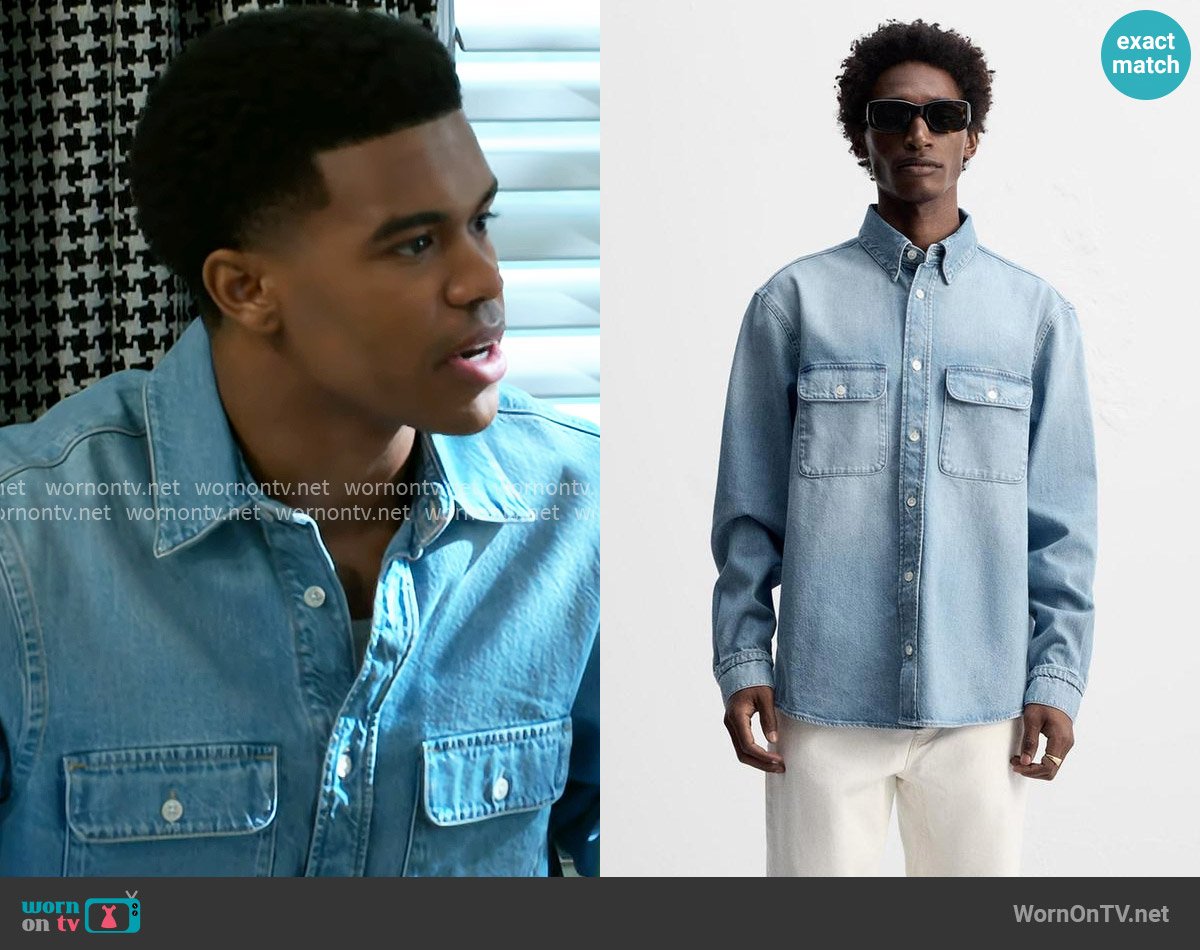 Zara Pocket Denim Shirt worn by Tyrell Richardson (Jaden Lucas Miller) on Beyond the Gates