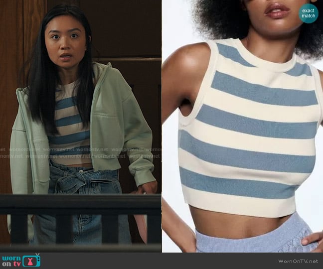 Zara Stripe Knit Tank Top worn by Olivia (Gabrielle Jacinto) on My Life with the Walter Boys