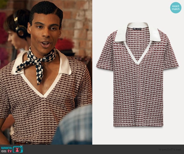 Zara Textured Knit Polo worn by Skylar Summerhill (Jaylan Evans) on My Life with the Walter Boys