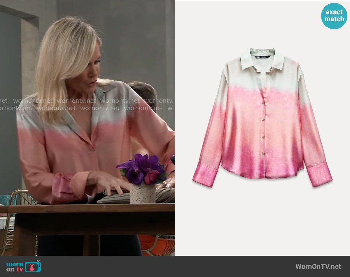 Zara Tie Dye Print Shirt worn by Ava Jerome (Maura West) on General Hospital