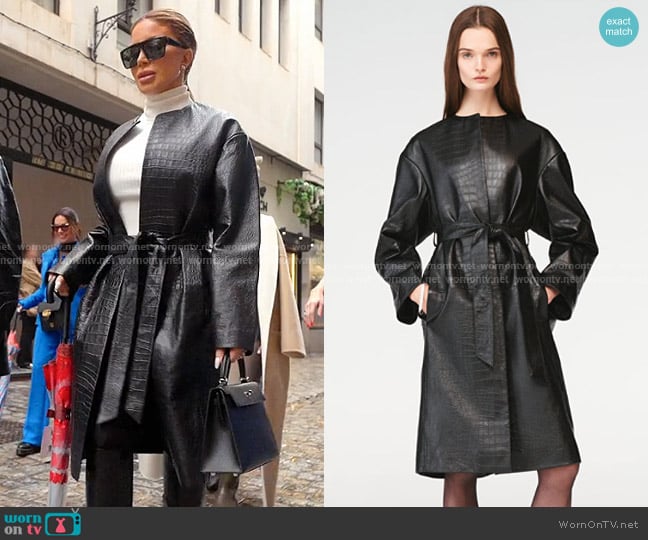Zara x Steven Meisel Leathre Coat worn by Larsa Pippen (Larsa Pippen) on The Real Housewives of Miami