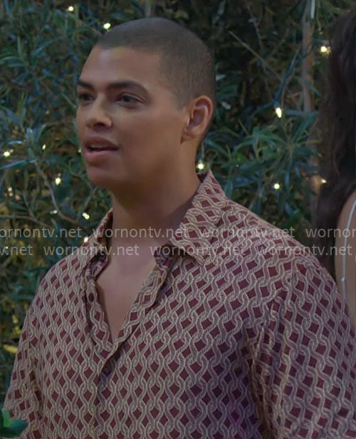 Zende’s rope print shirt on The Bold and the Beautiful