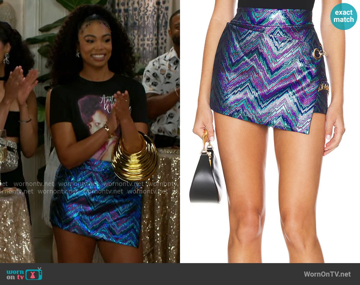 Zhivago You Gotta Be Fast Skort in Peacock worn by Chelsea Hamilton (RhonniRose Mantilla) on Beyond the Gates