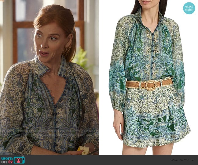 Zimmermann Ottie Billow Blouse worn by Katherine Walter (Sarah Rafferty) on My Life with the Walter Boys