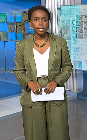 Zinhle’s green blazer and wide-leg pants on NBC News Daily